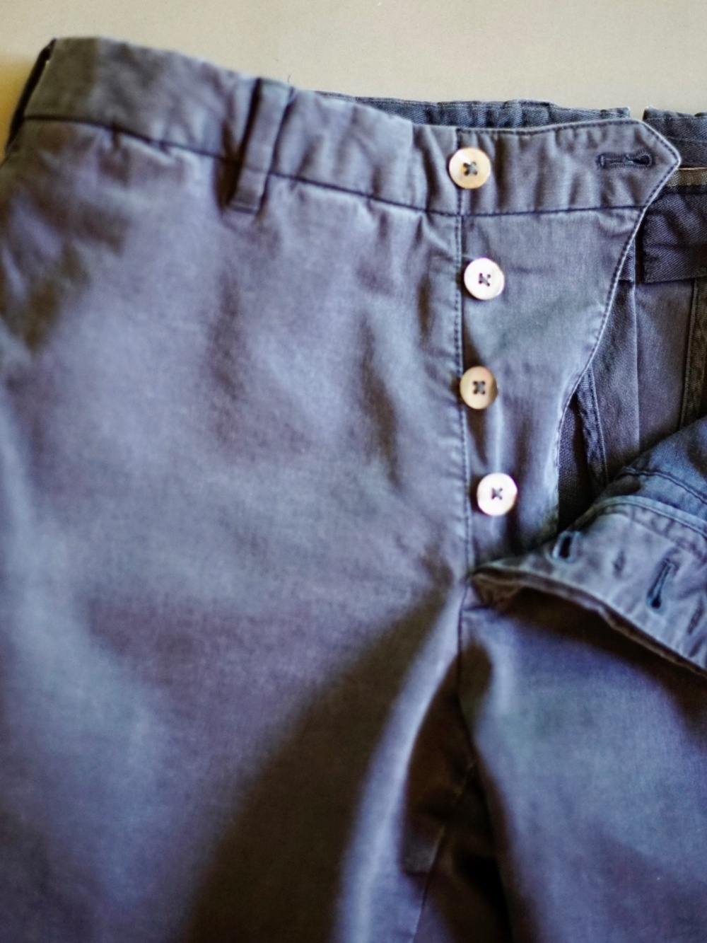 Boglioli stone washed button fly chinos